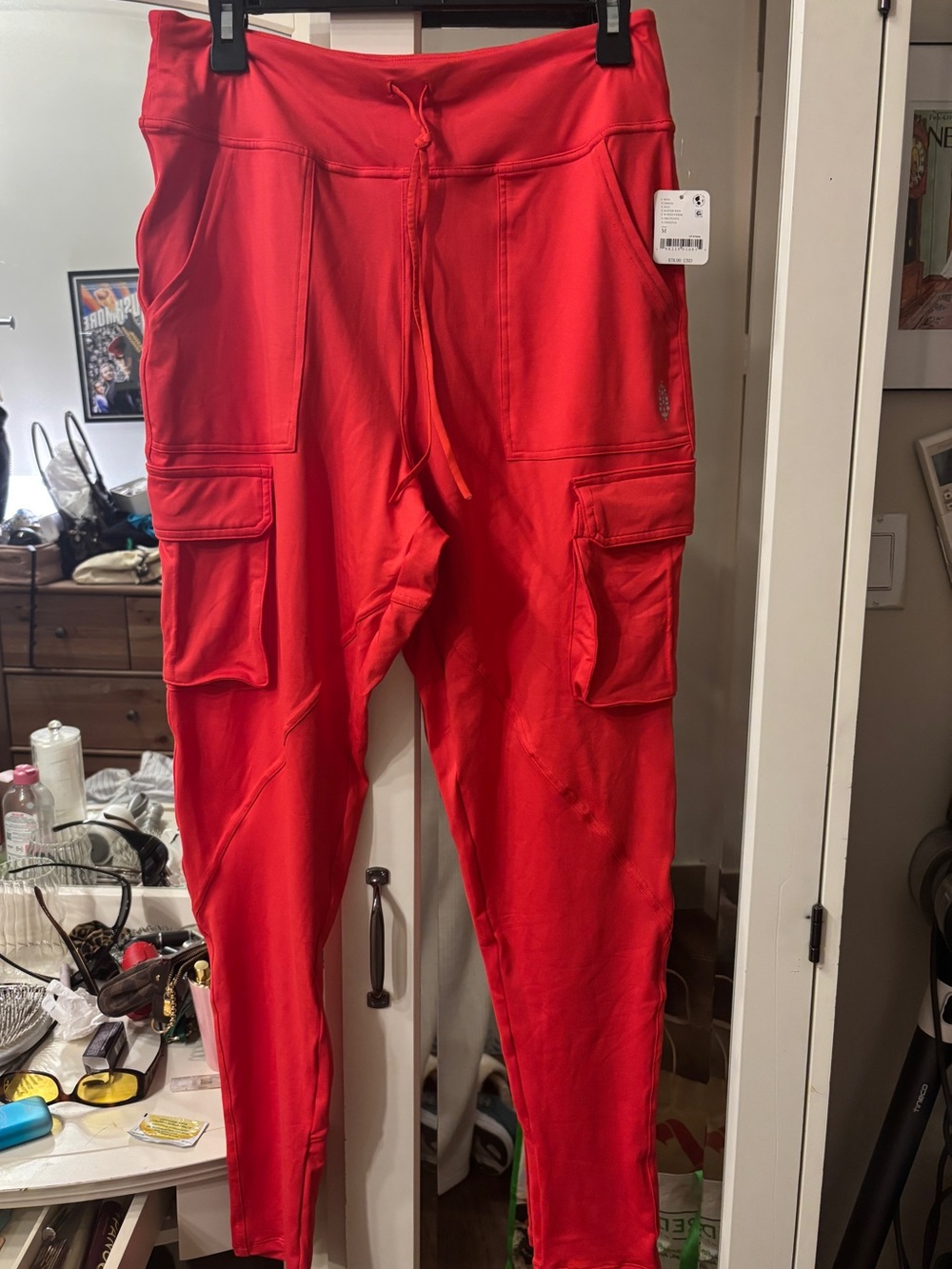 FP Movement by Free People Bright Red Yoga Joggers with Drawstring
